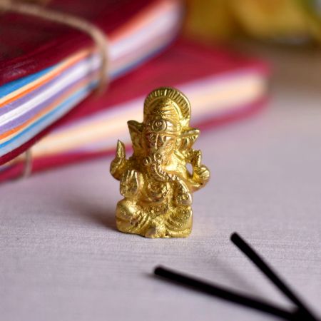 Hindu God Ganesha Mini Brass Statue 